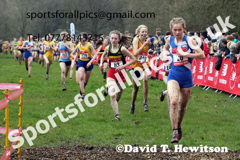 Intermediate girls, 2020 New Balance English Schools Champs., Sefton Park, Liverpool. Photo: David T. Hewitson/Sports for All Pics